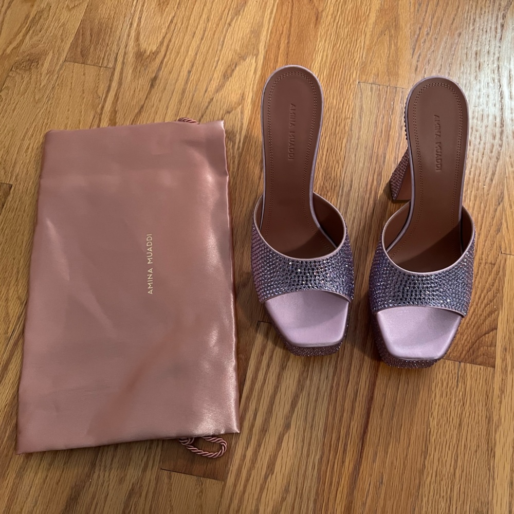 Amina Muaddi Crystal platform Dalia sandal